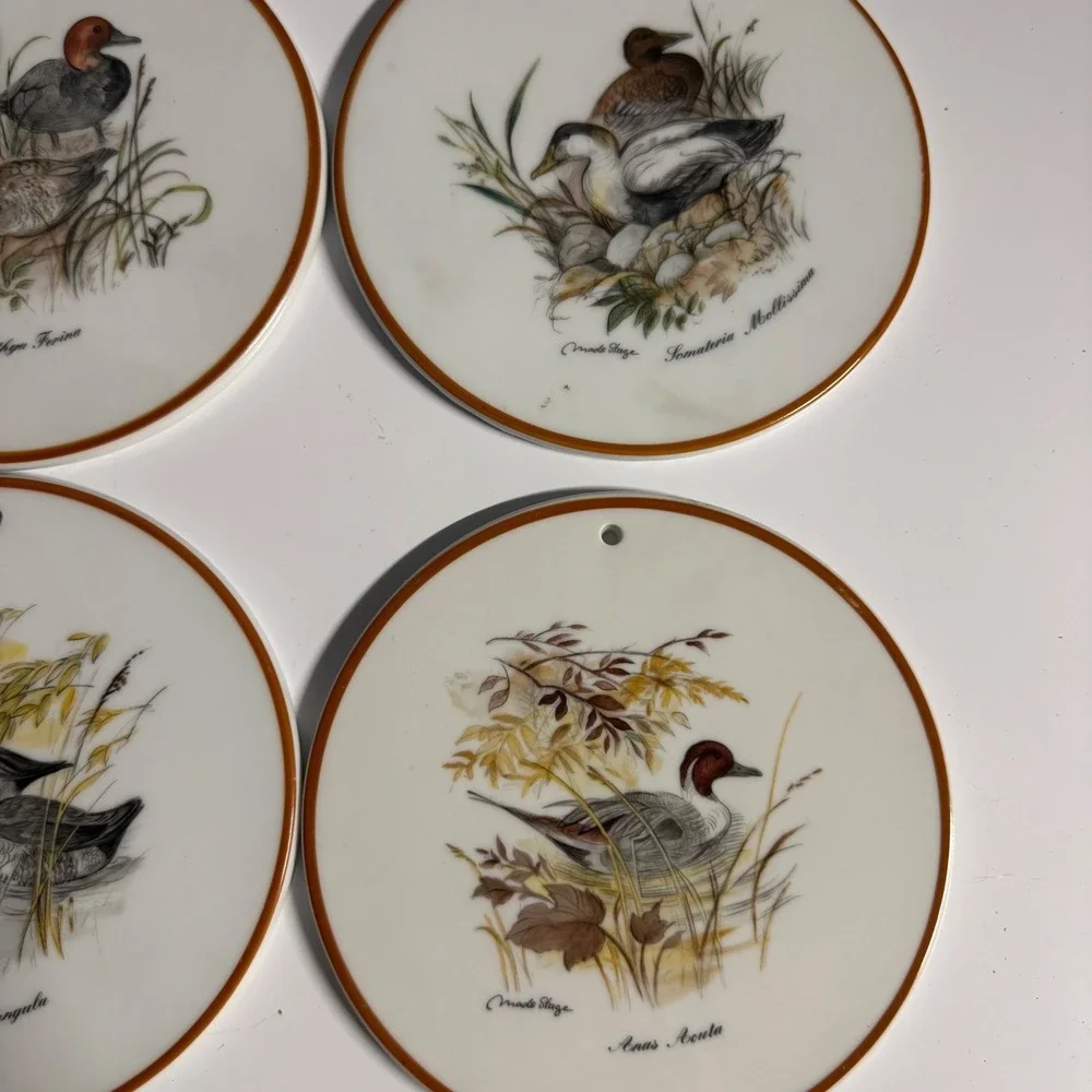 Mads Stage Danish Design Duck Ceramic Wall Plaques‎ Coasters Set of 6 Vintage